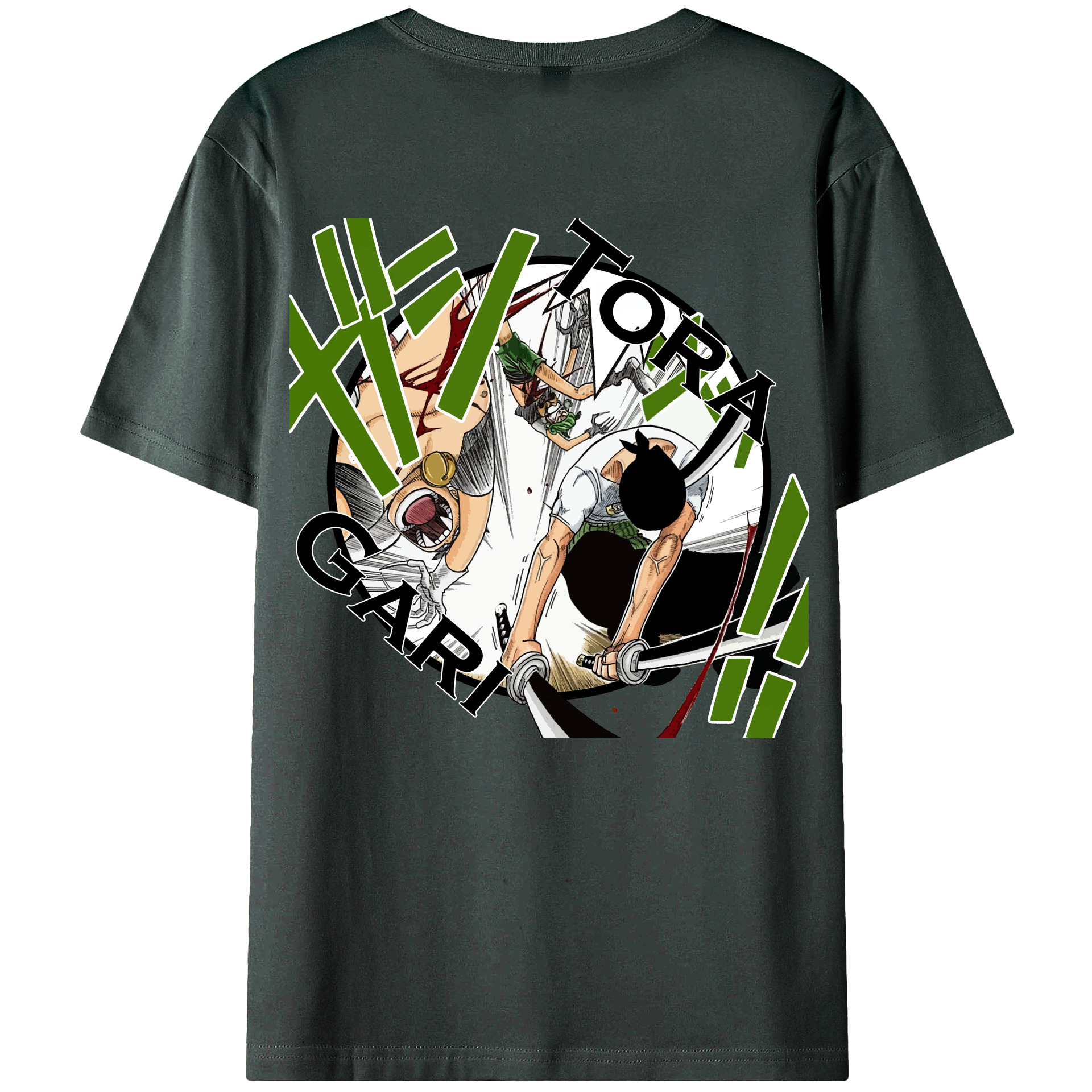 ワンピース ロロノア・ゾロ ONE PIECE Roronoa Zoro 綿100％ メンズ半袖Tシャツ（バックプリント） 通気性